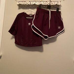 Adidas Crop Top & Shorts Set